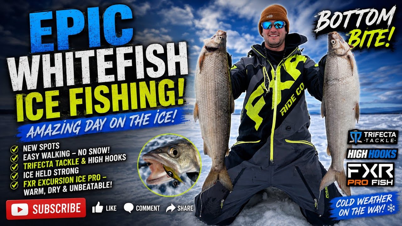ICE FISHING LAKE SIMCOE FOR WHITEFISH