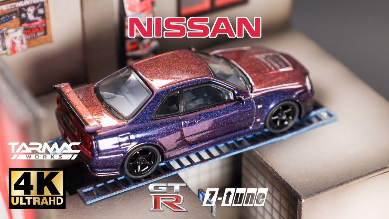 Tarmac Works x Schuco 1:64 - Nissan Skyline GT-R (R34) Z-tune Midnight Purple III l Cinema Shot 4K