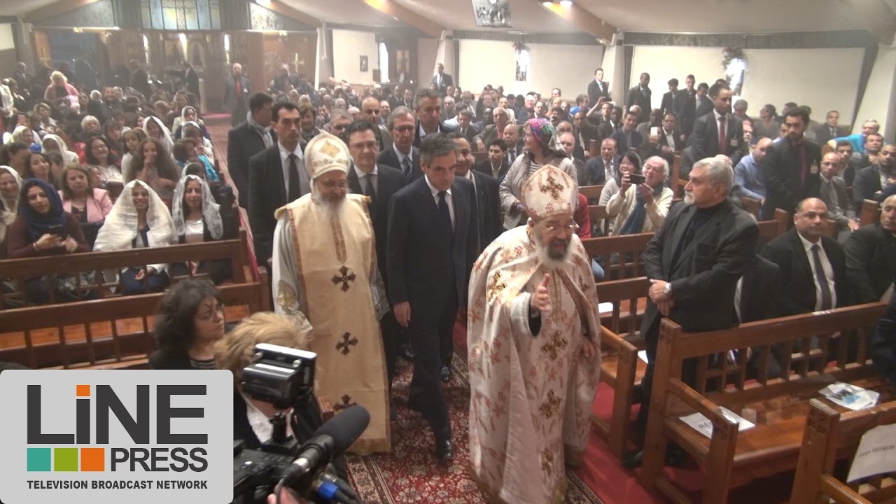 F. Fillon assiste &agrave; une messe dans une &eacute;glise copte / Ch&acirc;tenay-Malabry (92) - France 15 avril 2017