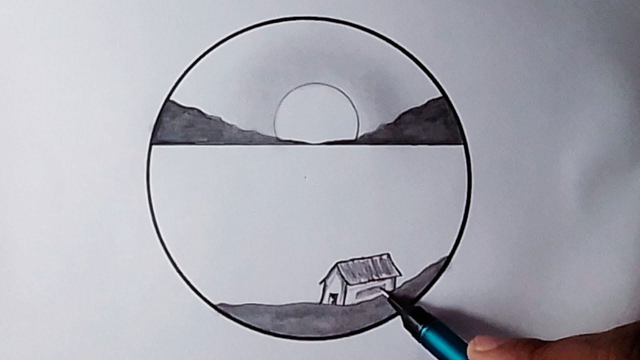 Circle Drawings - Pencil Drawing Scenery in a Circle - Art Prophec