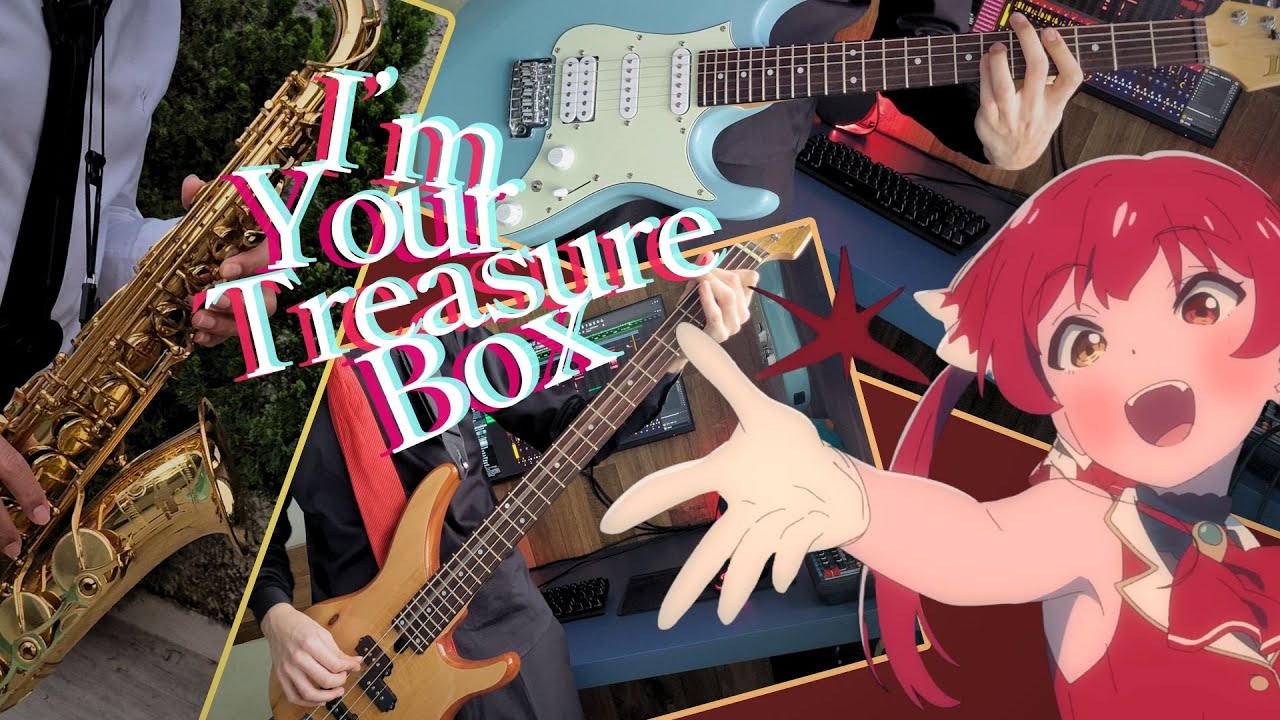 Houshou Marine - I’m Your Treasure Box【Guitar, Bass & Saxophone Cover】