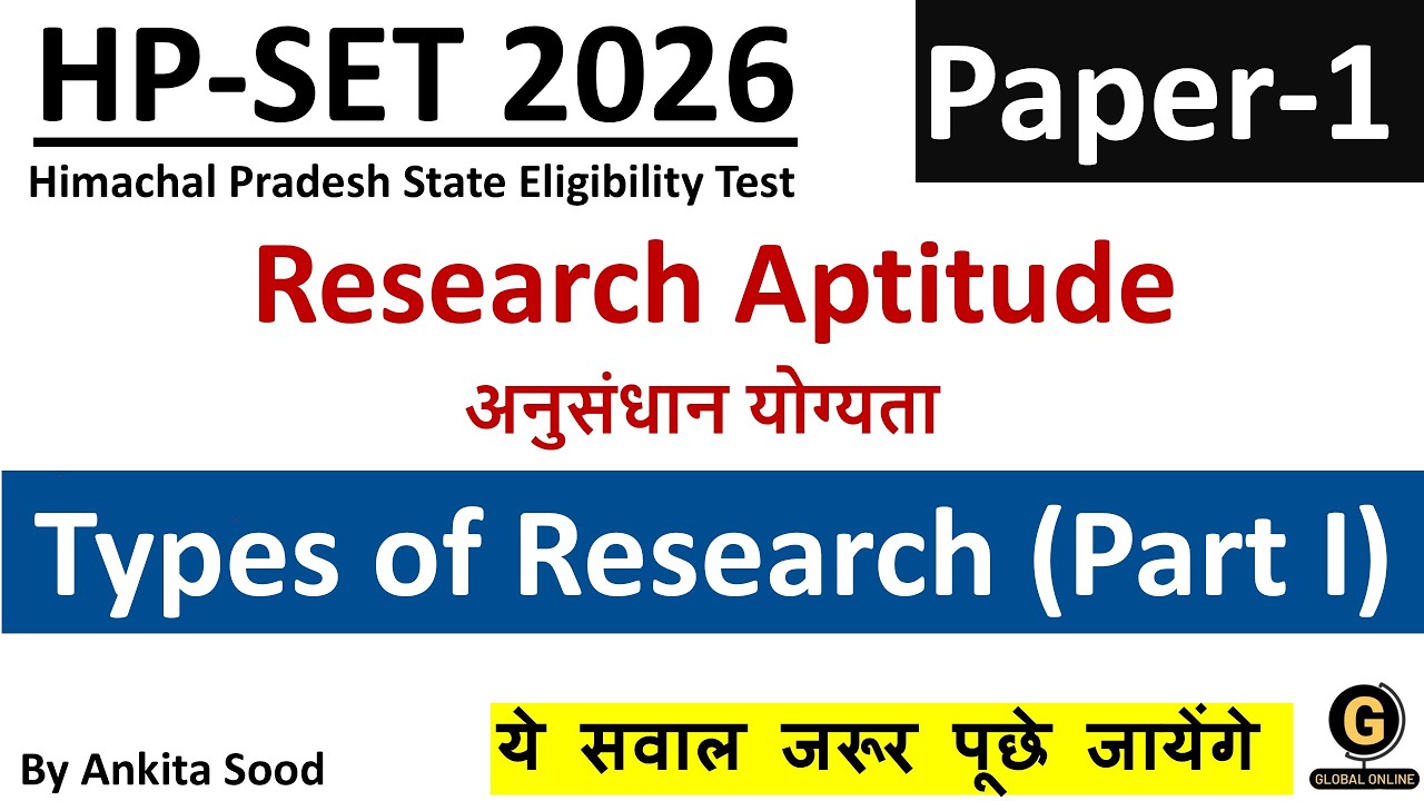 Types of Research MCQs| Research Aptitude | HPSET Paper 1 2026 Preparation