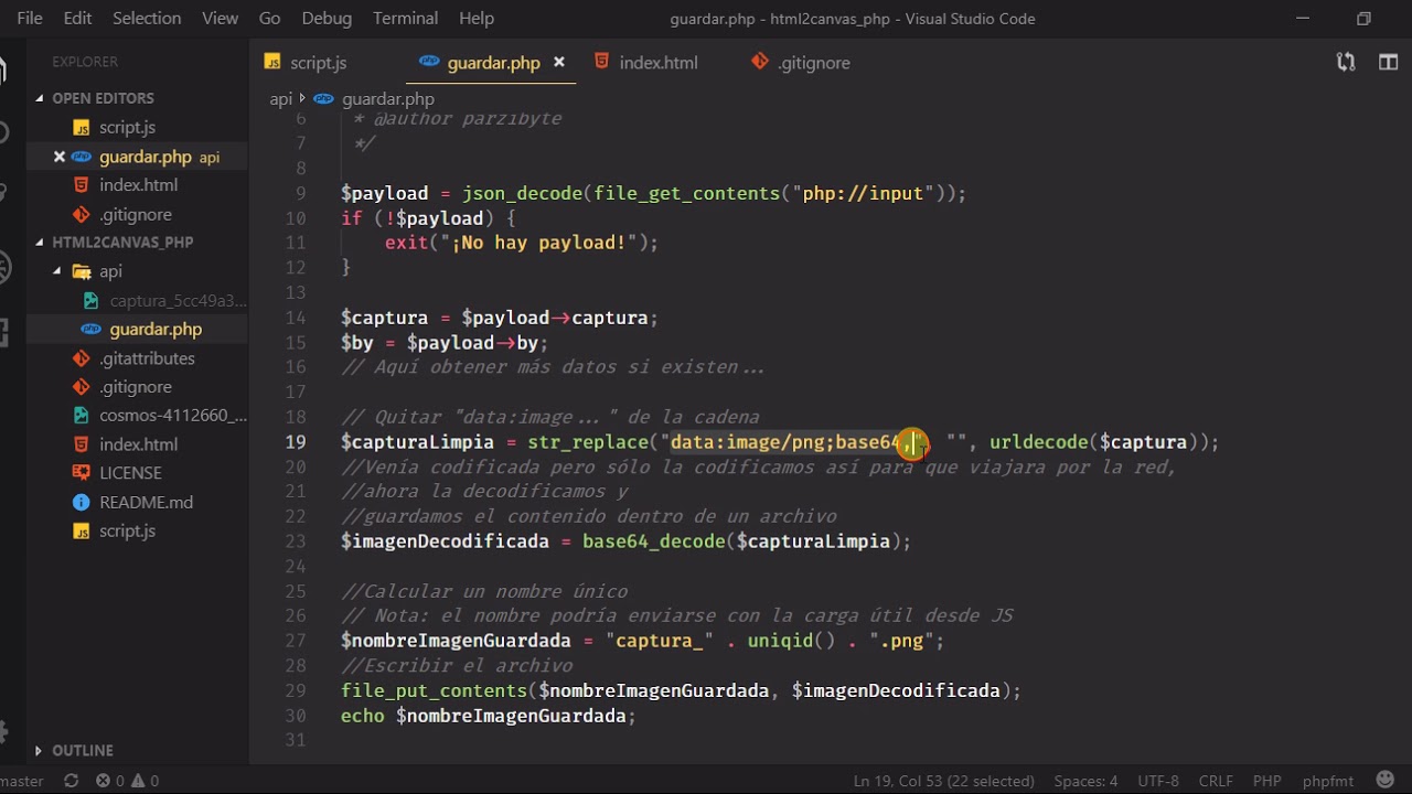 Enviar screenshot de p&aacute;gina web a PHP usando JavaScript y html2canvas