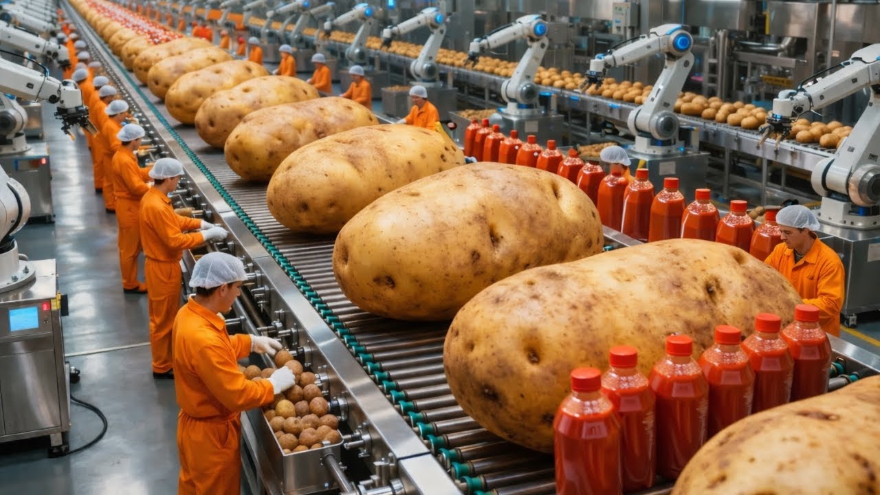Inside a Modern Potato Ketchup Factory: From Whole Potatoes to Smooth Tomato Ketchup (Full Process)