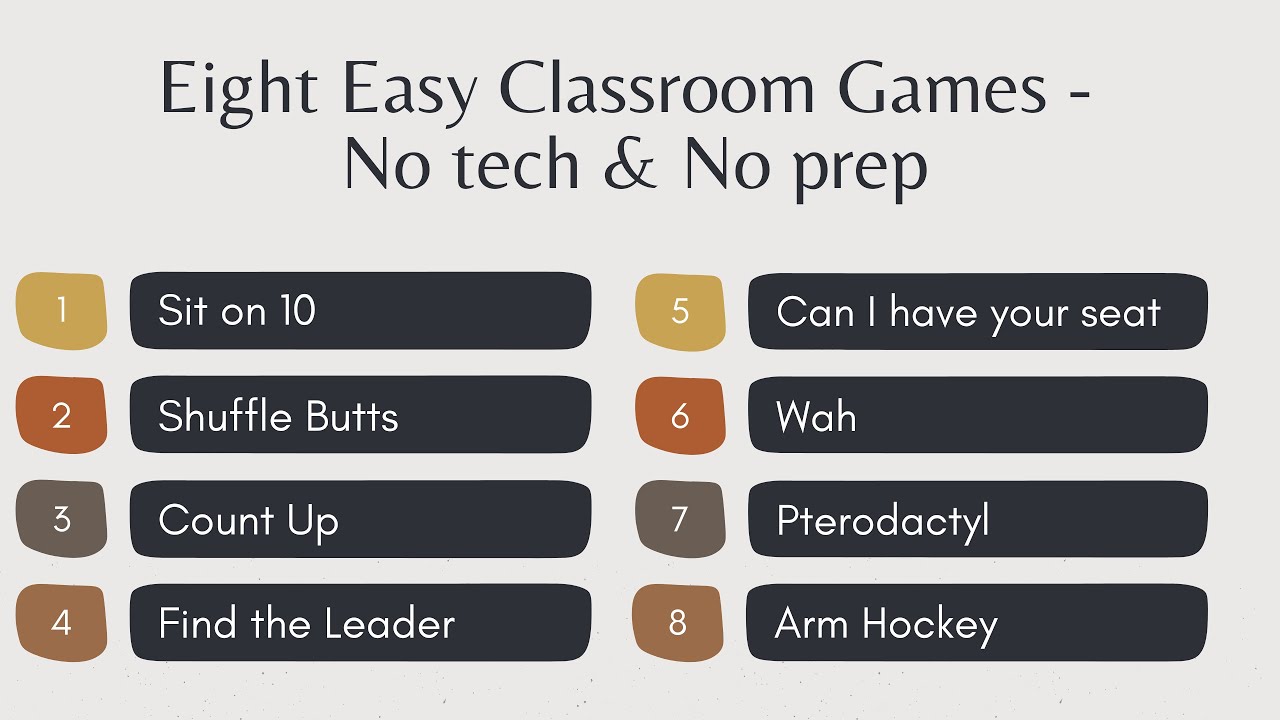Eight Easy Classroom Games - No Tech and No Prep