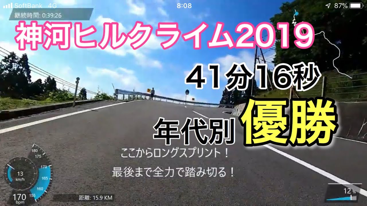 第2回 神河ヒルクライム 5組 40-60 優勝 41分16秒