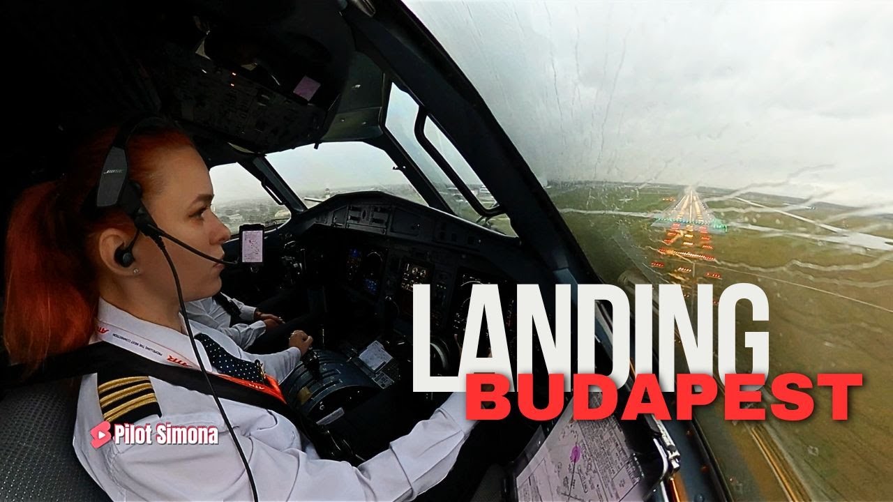 Widok pilota I Deszcz, pas startowy i adrenalina: Niesamowity widok kokpitu lądującego w Budapeszcie!