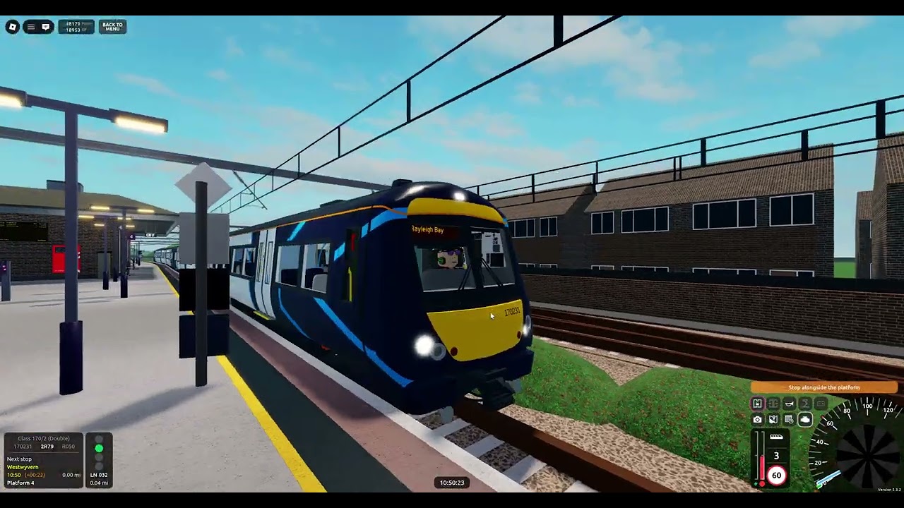 Roblox SCR v2.3.2 R050 Llyn-By-The-Sea➡️Rayleigh Bay (Class 170/2 (Double))