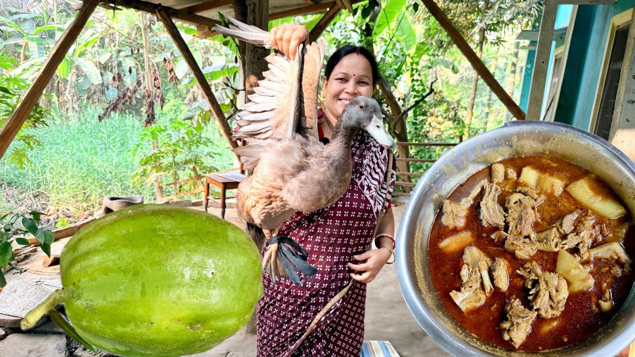 শেষ শীতে মা এর হাতের হাঁস মাংসের পাতলা ঝোল রান্না টা সবাই দারুন মজা করে খেলাম | Duck Recipe