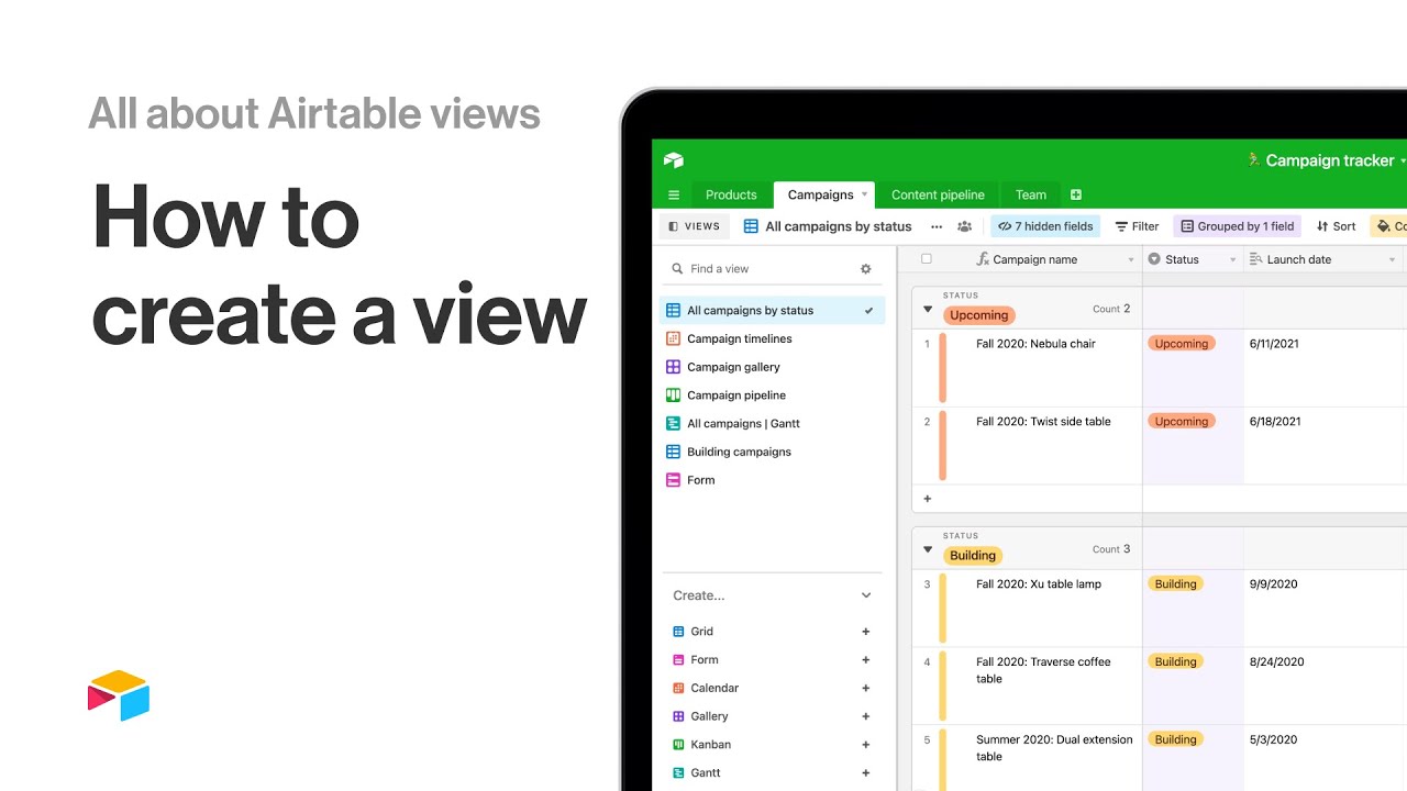 How to create a view in Airtable