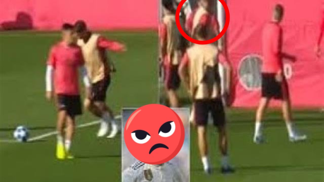 Sergio Ramos loses cool with young Real Madrid team-mate after being hit on the nose 😡