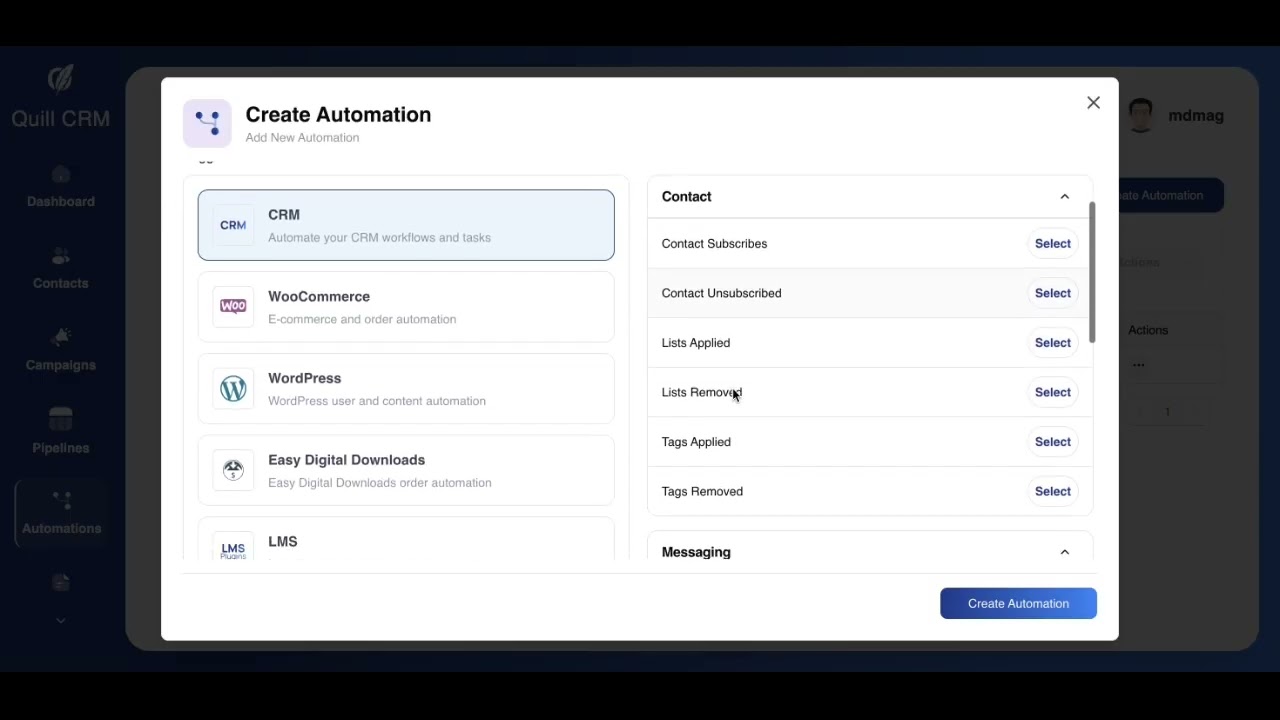 Quill CRM: Self-Hosted WordPress CRM with WhatsApp, Email Automation & Sales Pipeline