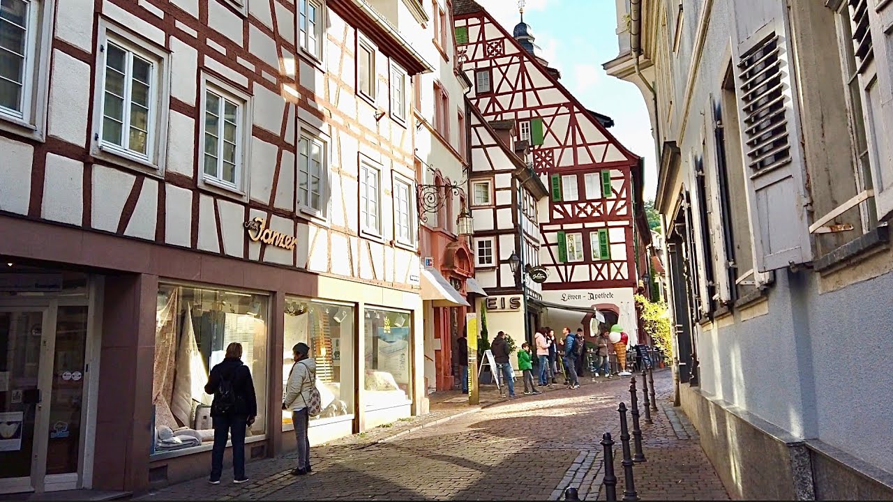 [4K] City Walk in Weinheim Germany Autumn 2020 - Town of Two Castles
