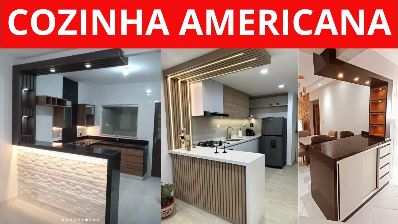 20 IDEIAS DE COZINHA AMERICANA COM BALCÃO 2025 | Modelos de Cozinha Americana com ilha