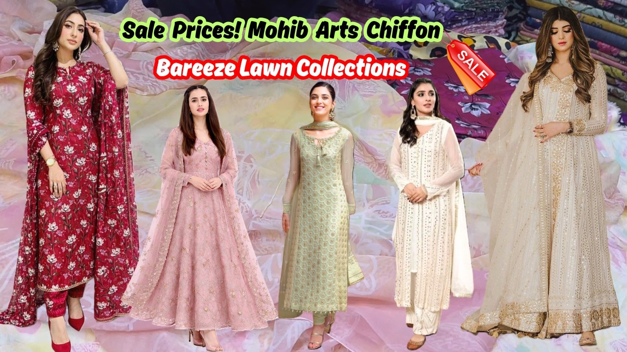 Sale on Luxury Embroidered Chiffon | Bareeze Lawn with Chiffon Dupattas | Teen Talwar Karachi