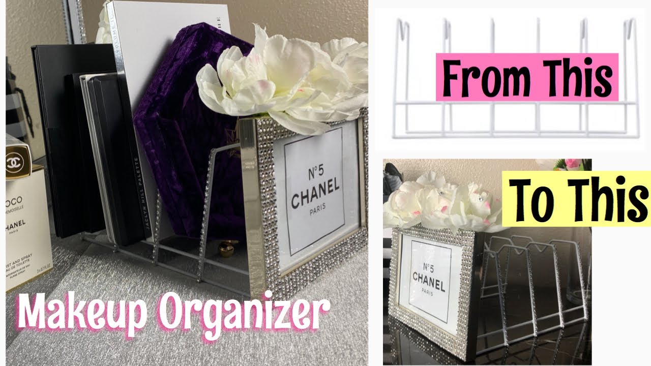 DIY Dollar Tree Makeup Organizer - Eyeshadow Palette Holder (using dish rack)