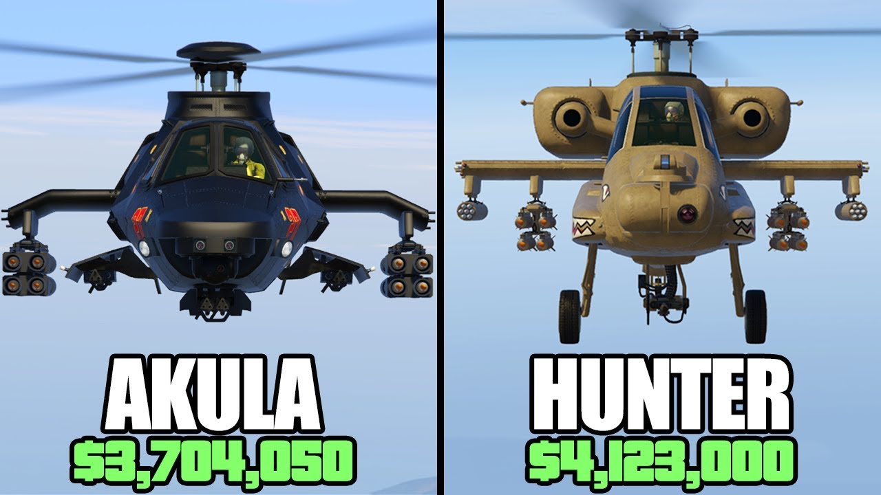 GTA 5 Online — Акула против Хантера (3 704 050 долларов США против 4 123 000 долларов США)
