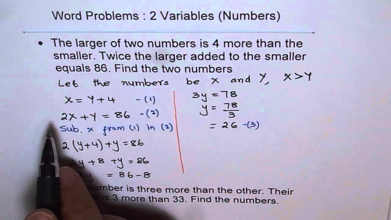 Sum of Numbers Word Problem Linear Application