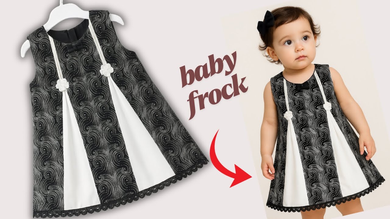 A line frock | Baby frock cutting and stitching for 1 year baby girl| diy baby frock for 2 years| 