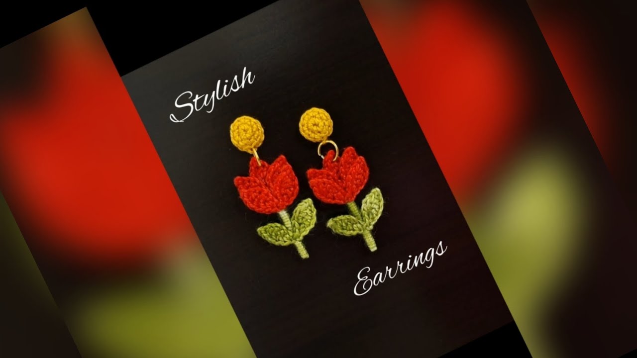 HOW TO MAKE CROCHET EARRINGS |CROCHET FLOWER WITH LEAF| CROCHET EARRINGS |CROCHET FLOWER