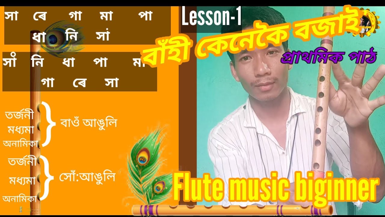 বাঁহীৰ প্ৰাথমিক পাঠ স্বাৰমালিকা।।Flute music learning beginner lesson -1##