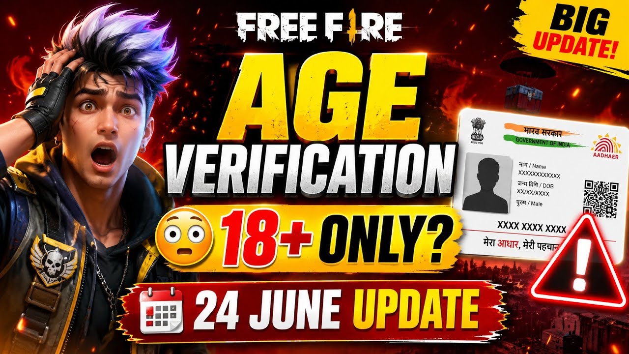 🔥 Free Fire Age Verification Update 24 June 😱 Aadhaar Mandatory? 6 Hour Limit? Full Truth!