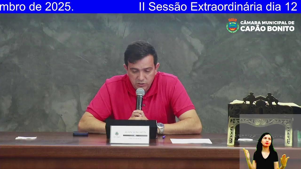 Sessão Extraordinária dia 12 de dezembro de 2025.