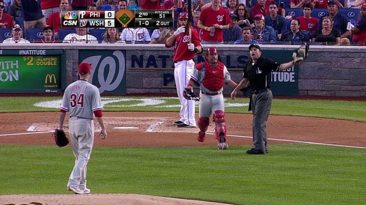 PHI@WSH: Sandberg, Burnett ejected in the 2nd inning