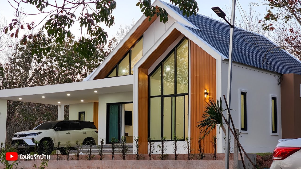 บ้านชั้นเดียวสไตล์นอร์ดิก ทรงสูงโปร่ง โล่ง ตกแต่งสวยงาม  3 ห้องนอน 2 ห้องน้ำ พื้นที่ใช้สอย 126 ตรม.