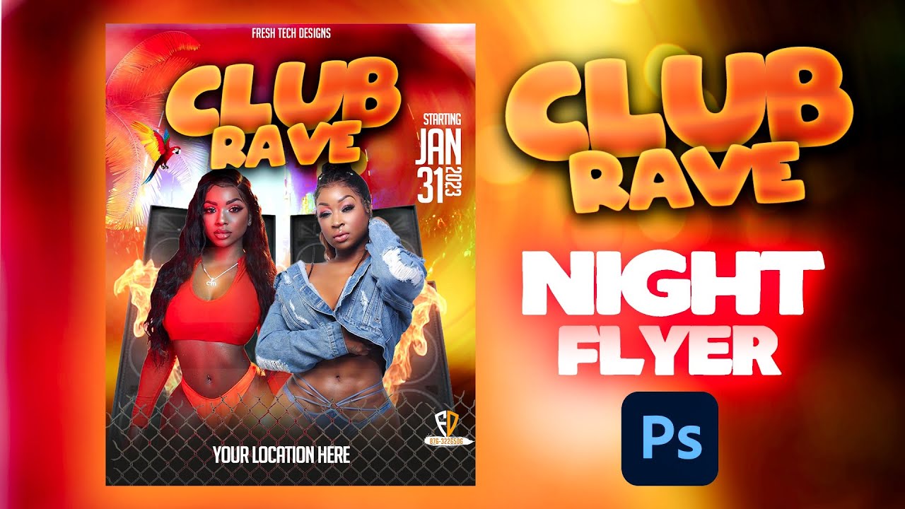 How To Design Night Club Flyer In Photoshop | FREE PSD 2023