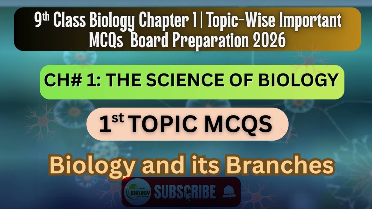 Branches of Biology MCQs |Chapter 1 |Class 9 MCQs| The Science of Biology