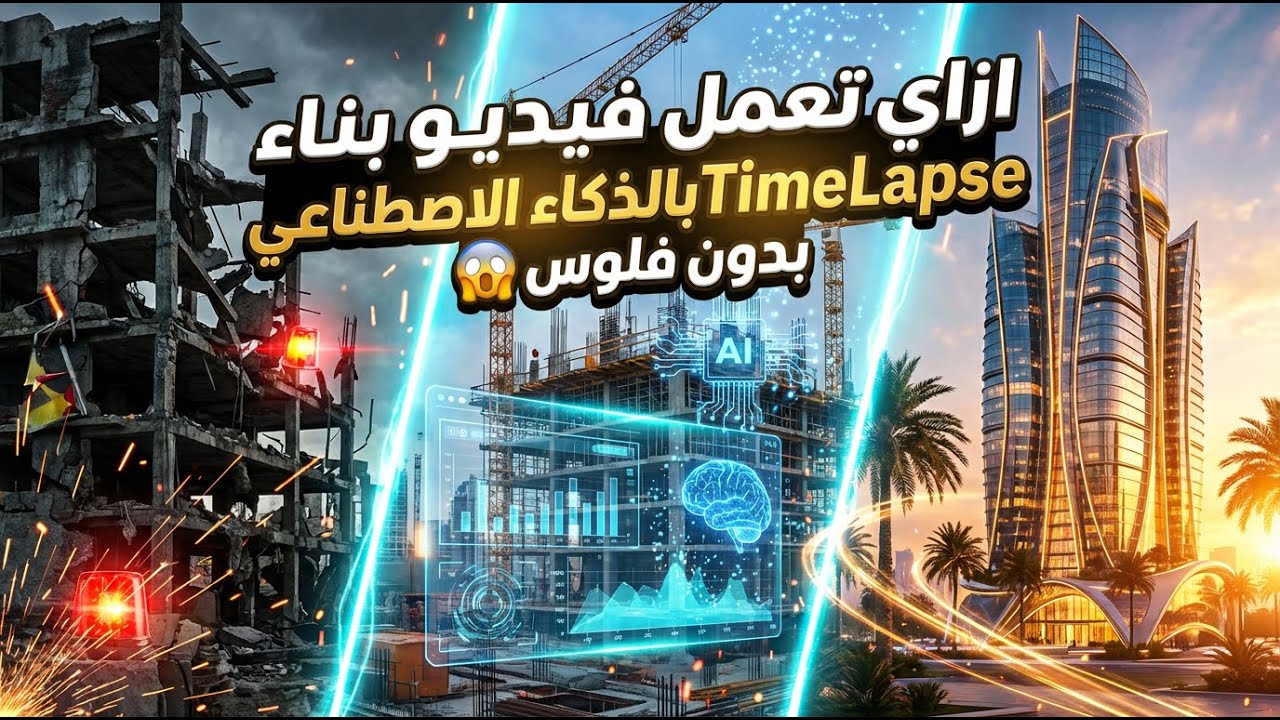ازاي تعمل فيديو بناء TimeLapse بالذكاء الاصطناعي – بدون فلوس 😱