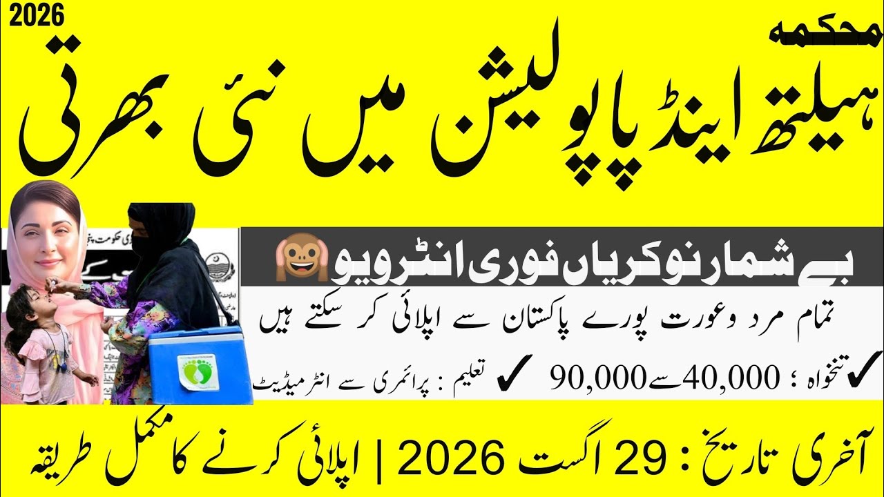 Health & Population Department Jobs 2026 | Punjab Govt Jobs 2026 | New Jobs 2026 | Apply Now