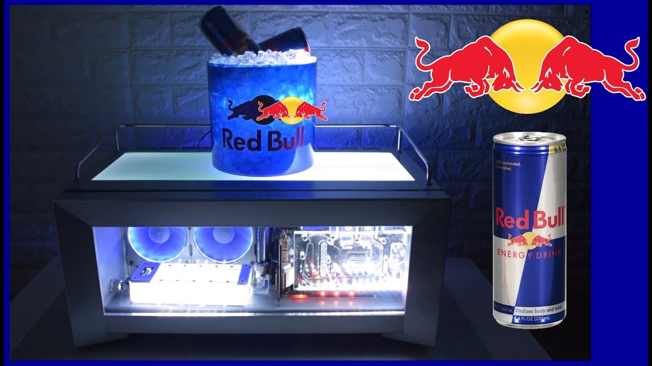 Red Bull Mini Fridge - Water-Cooled PC case mod Bykski/Barrow LRC2.0 RGB