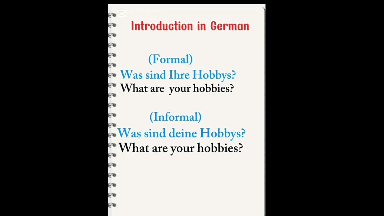 How to talk about hobbies in German,  Introduction in German #germanlearning #basicgerman