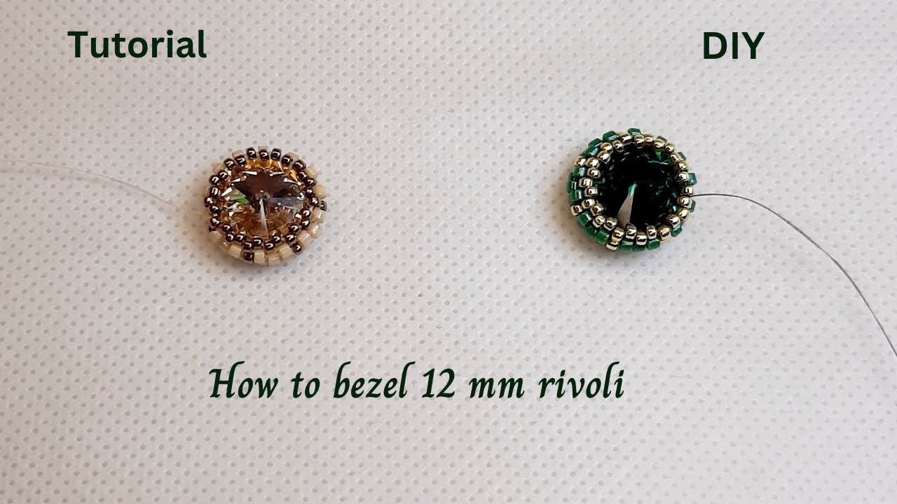 How to bezel a 12 mm Rivoli - a new way to bezeling - beading tutorial / English subtitles
