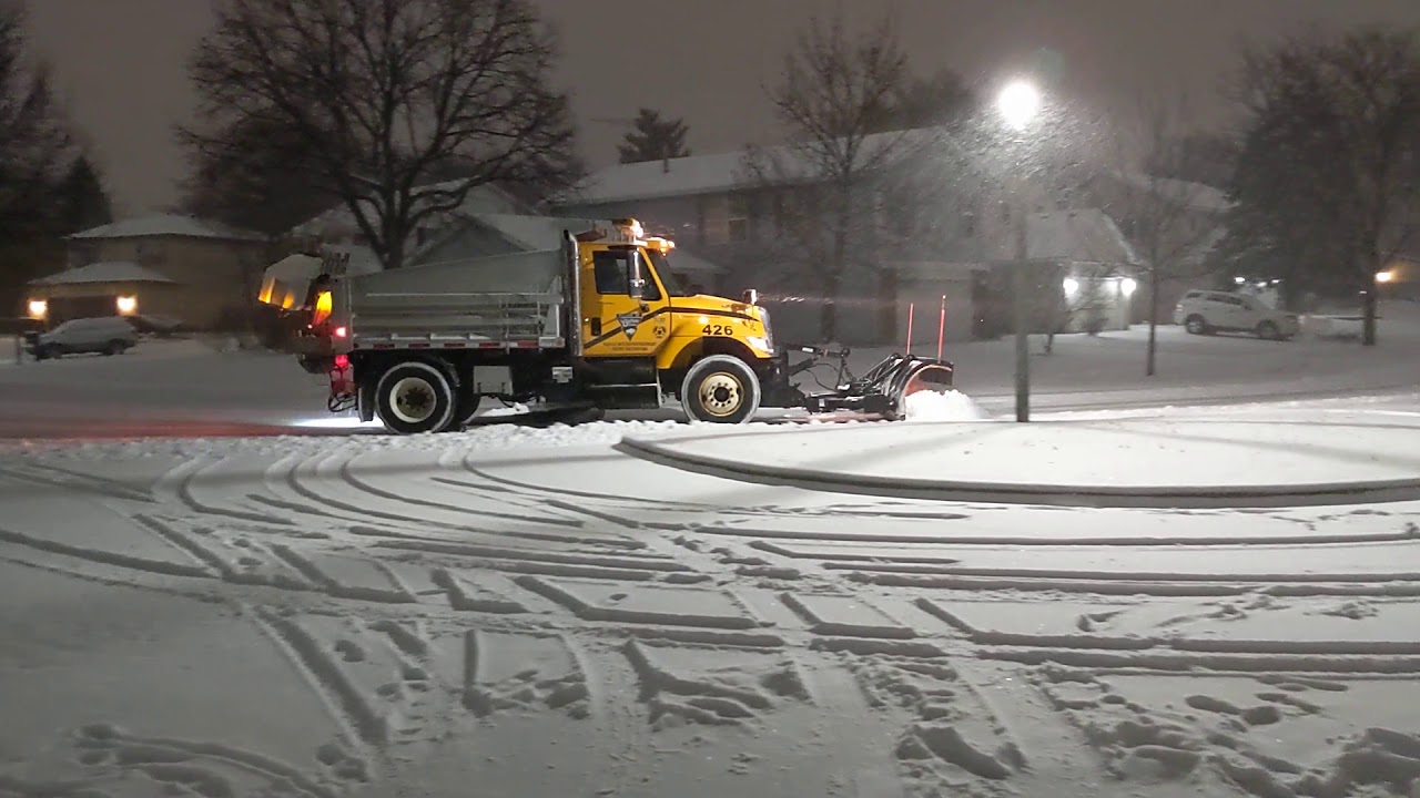 Village of Buffalo Grove Public Works plowing during a winter storm