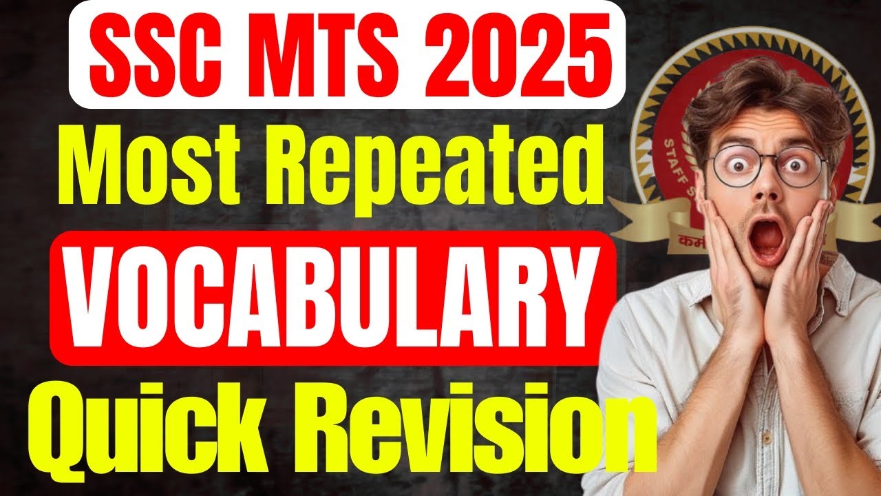 SSC MTS 2025 | Most Repeated Vocabulary | Vocab में Hero बना देंगे | Vocabulary for SSC MTS🔥🤔#ssc