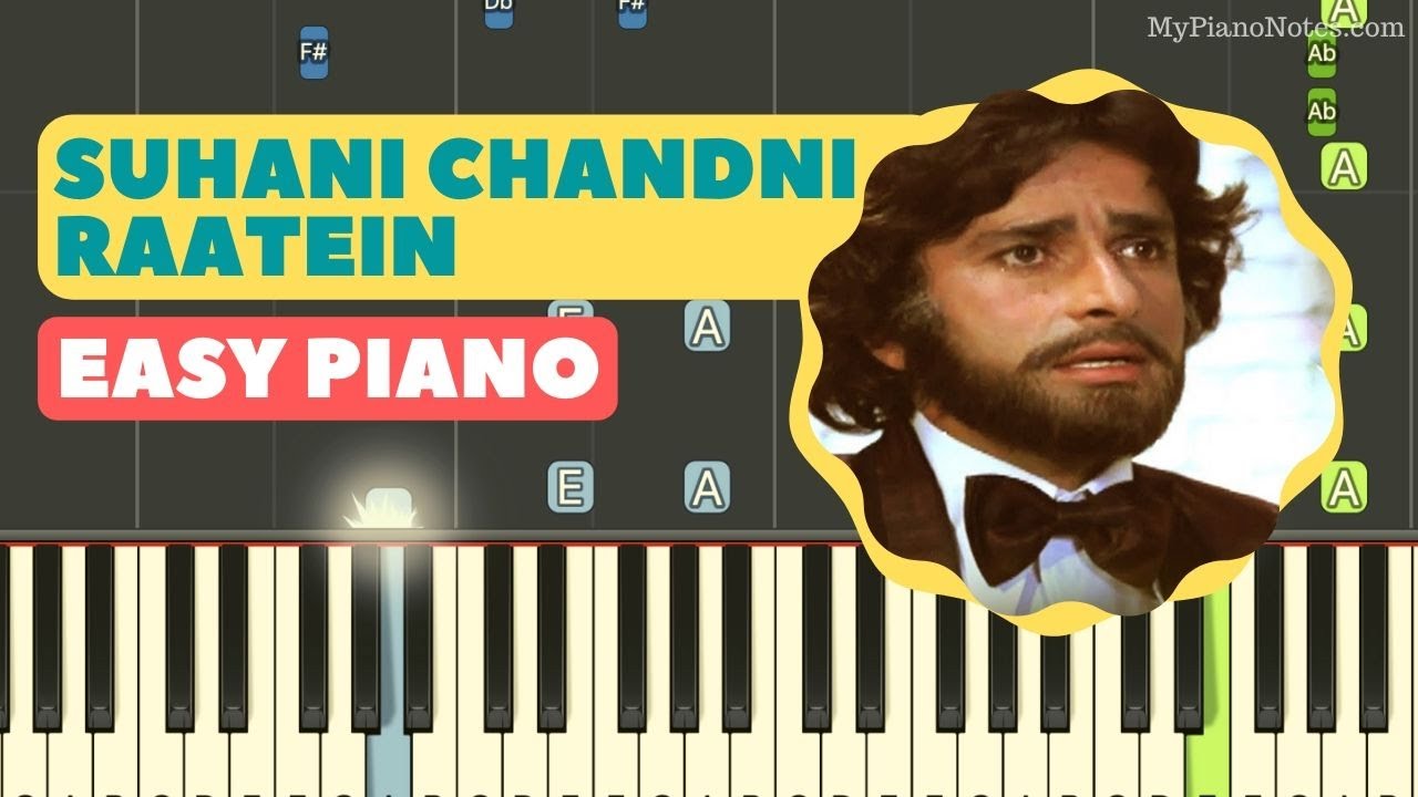 Suhani Chandni Raatein - Piano Tutorial with Chords | Mukti (1977)