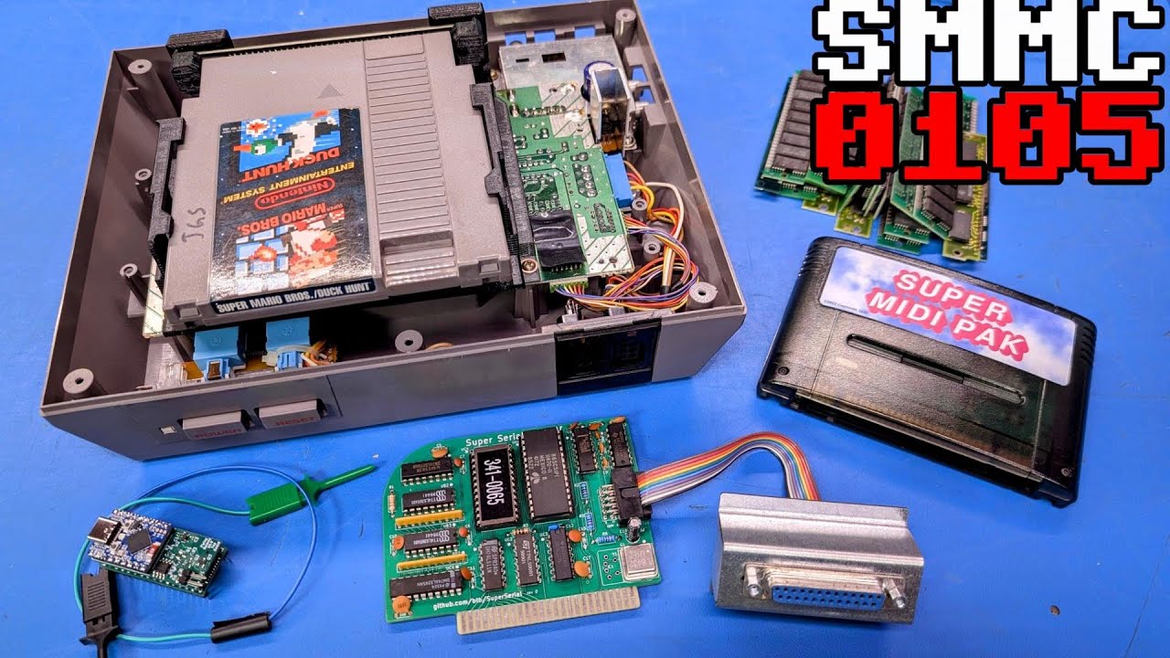 0105 An Apple II Super Serial Clone, an SNES MIDI interface, and an NES cart drawer