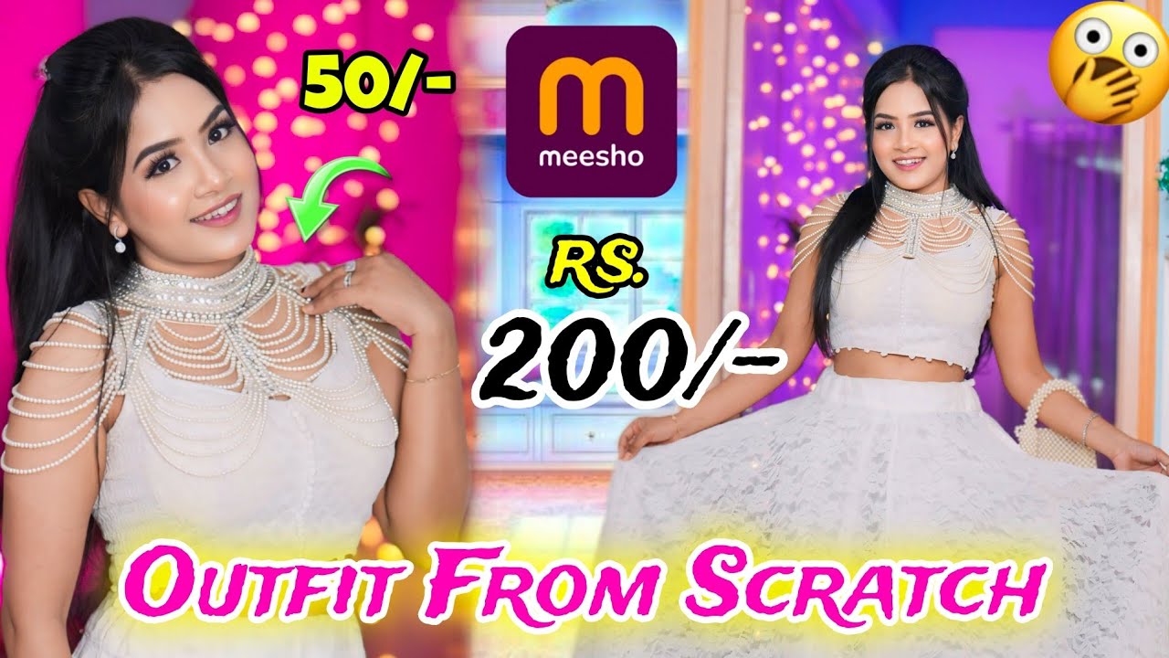 I Made My Outfit From Scratch Ft. MEESHO 🥵 Lehenga itna Sasta 😍 Cheapest Outfit from Meesho