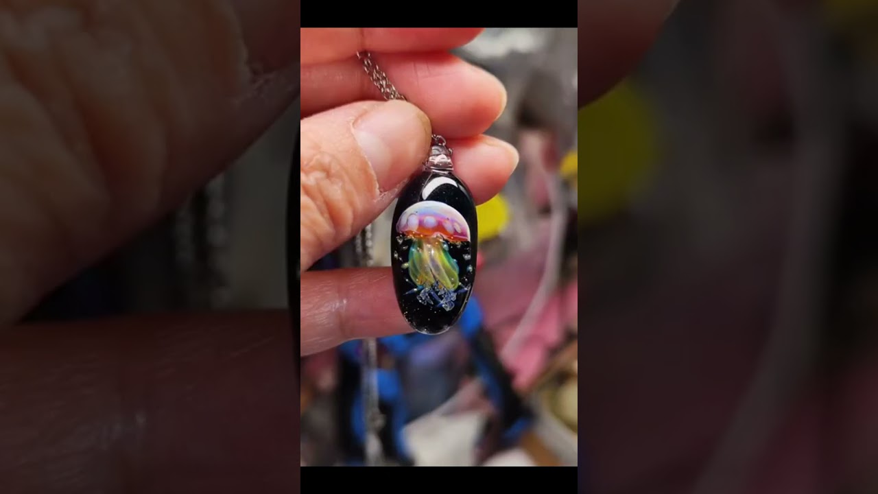 Glass Jellyfish Pendant | Amazing Glass Blowing | Galaxy pendant | Stained Glass