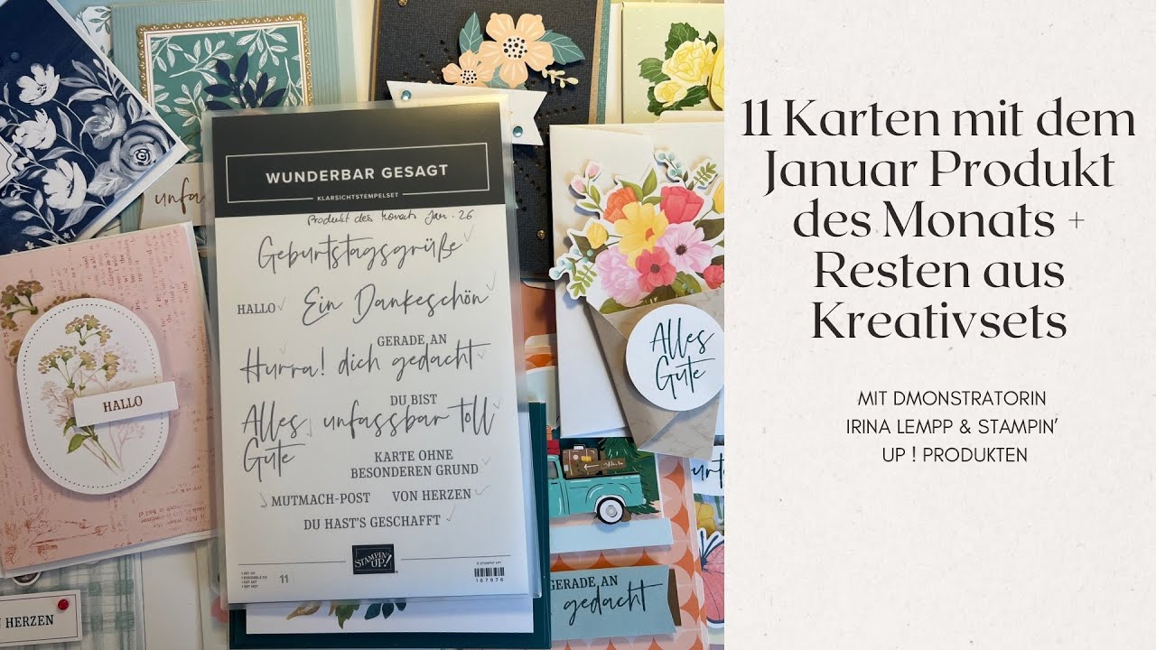 11 Karten mit dem Januar Produkt des Monats & Resten aus Kreativsets