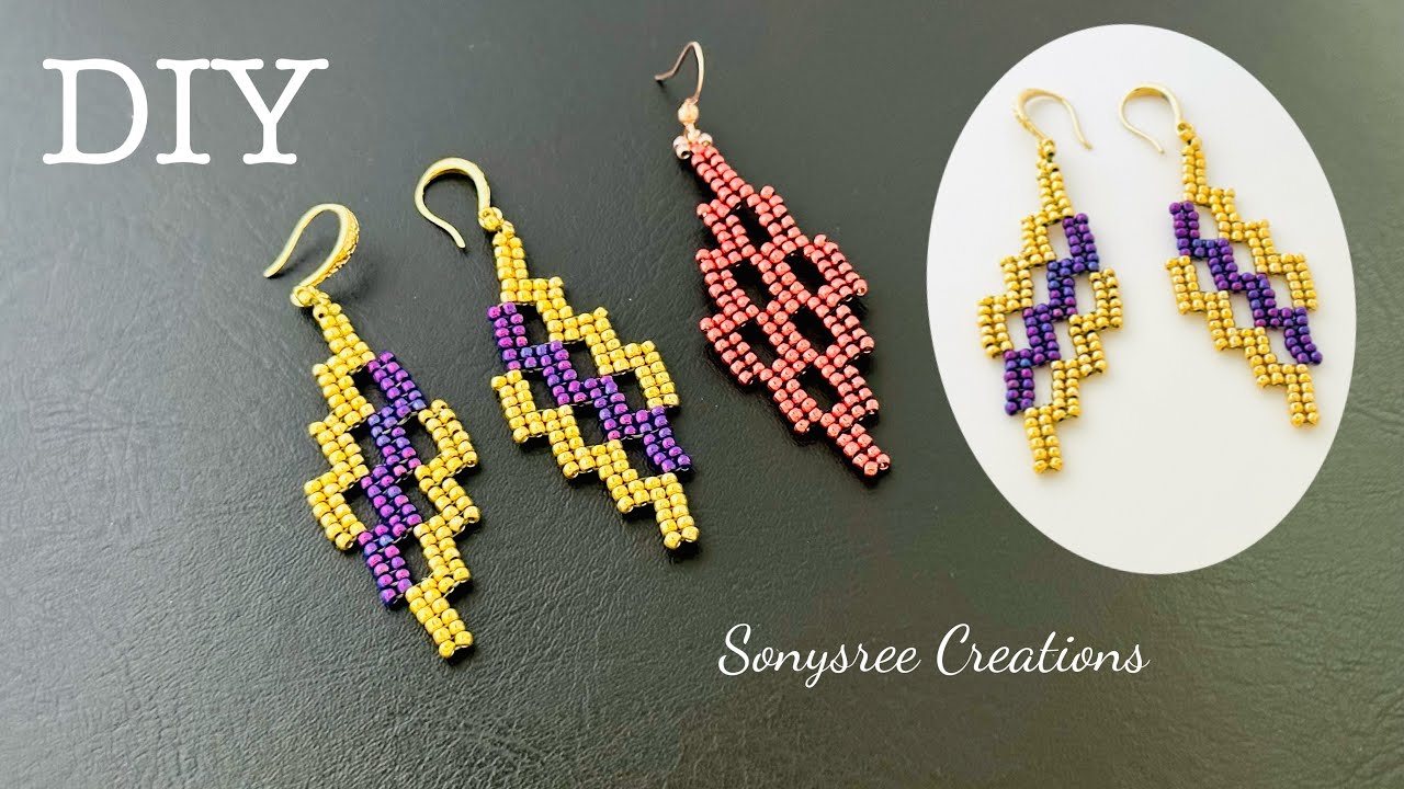 Lightning Earrings⚡️ || Beaded Earrings || DIY Herringbone Stitch Earrings