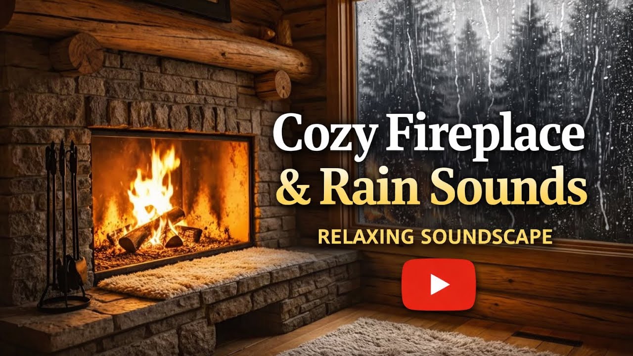 Cozy Fireplace & Rain Sounds 🌧️🔥 | 2 Hours of Deep Sleep, Relaxation & Stress Relief