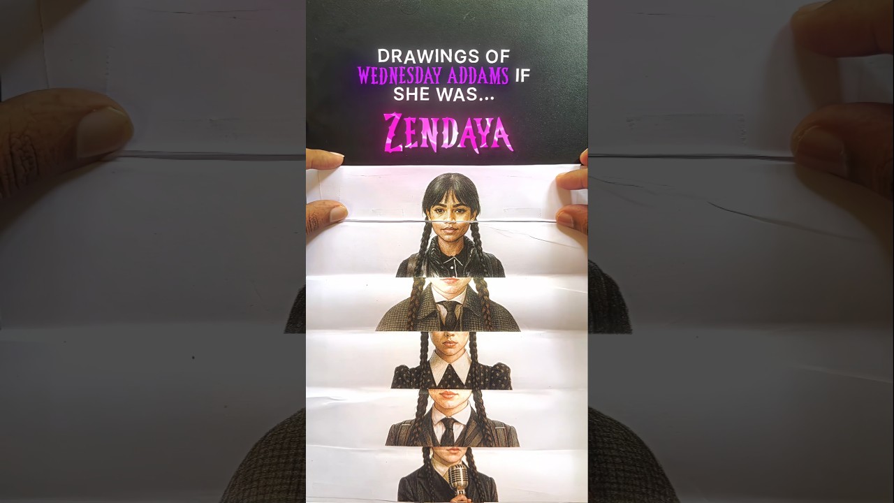 All Faces Of Wednesday Addams as Other Celebrities Drawings  😱🔥