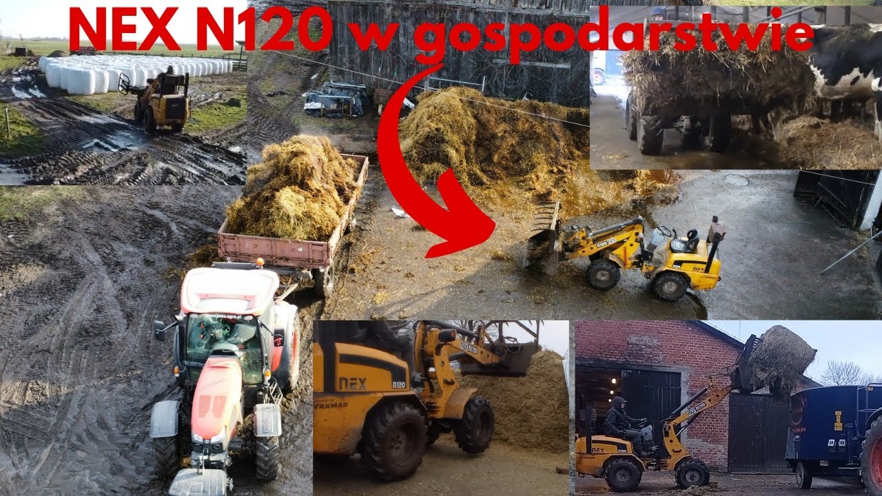 Ładowarka przegubowa NEX N120 w gospodarstwie rolnym|Wożenie balotów|Załdunek obornik i paszowozu