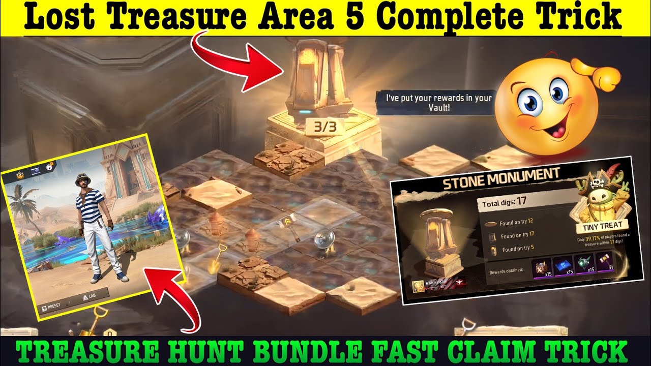 FAST 😎 COMPLETE LOST TREASURE EVENT TRICK | FREE FIRE LOST TREASURE AREA 3 4 5 6 KO KAISE PURA KAREN