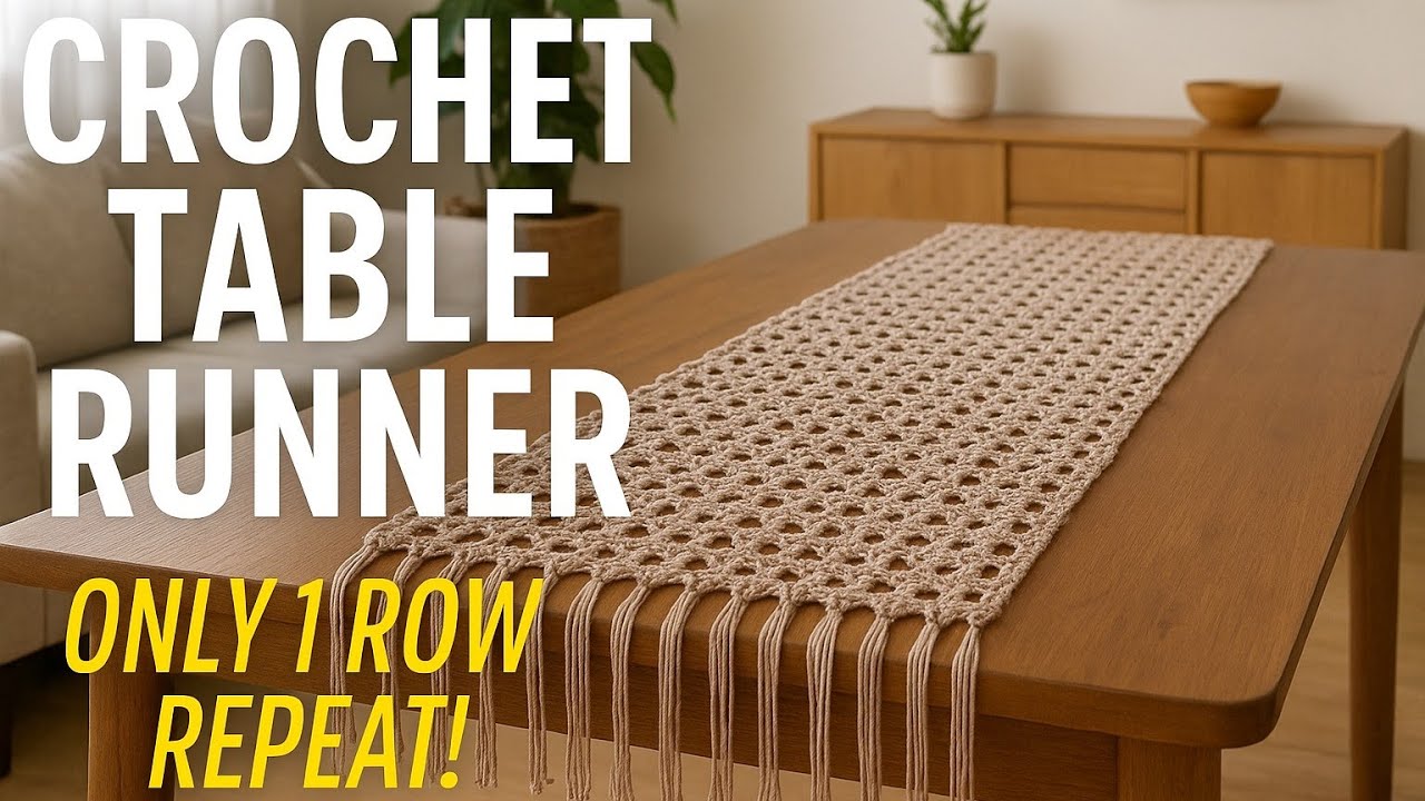 How to Crochet a Table Runner | Easy 1 Row Repeat Crochet Pattern for Beginners 🧶✨
