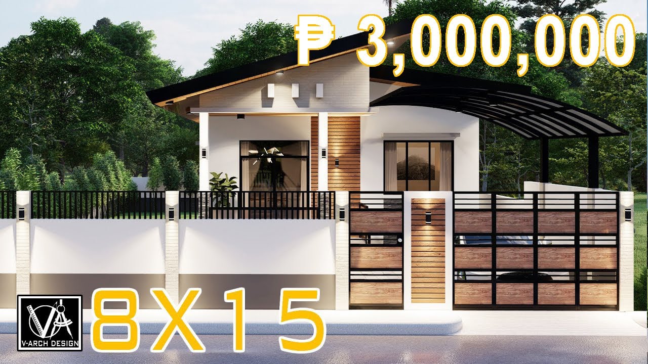 BUNGALOW HOUSE DESIGN 3 BEDROOMS 8X15